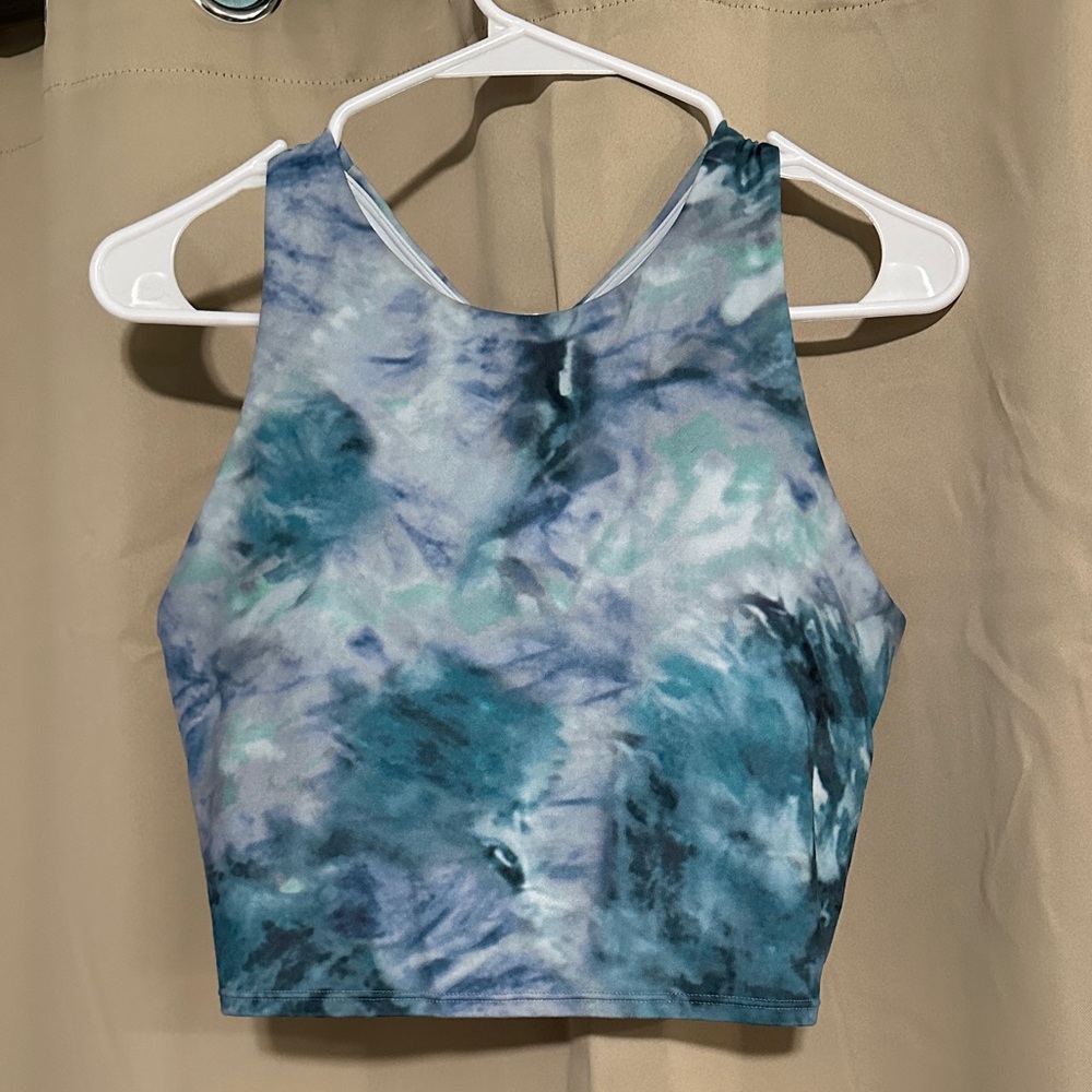 Athleta Blue and White Tie-Dye Tank Top